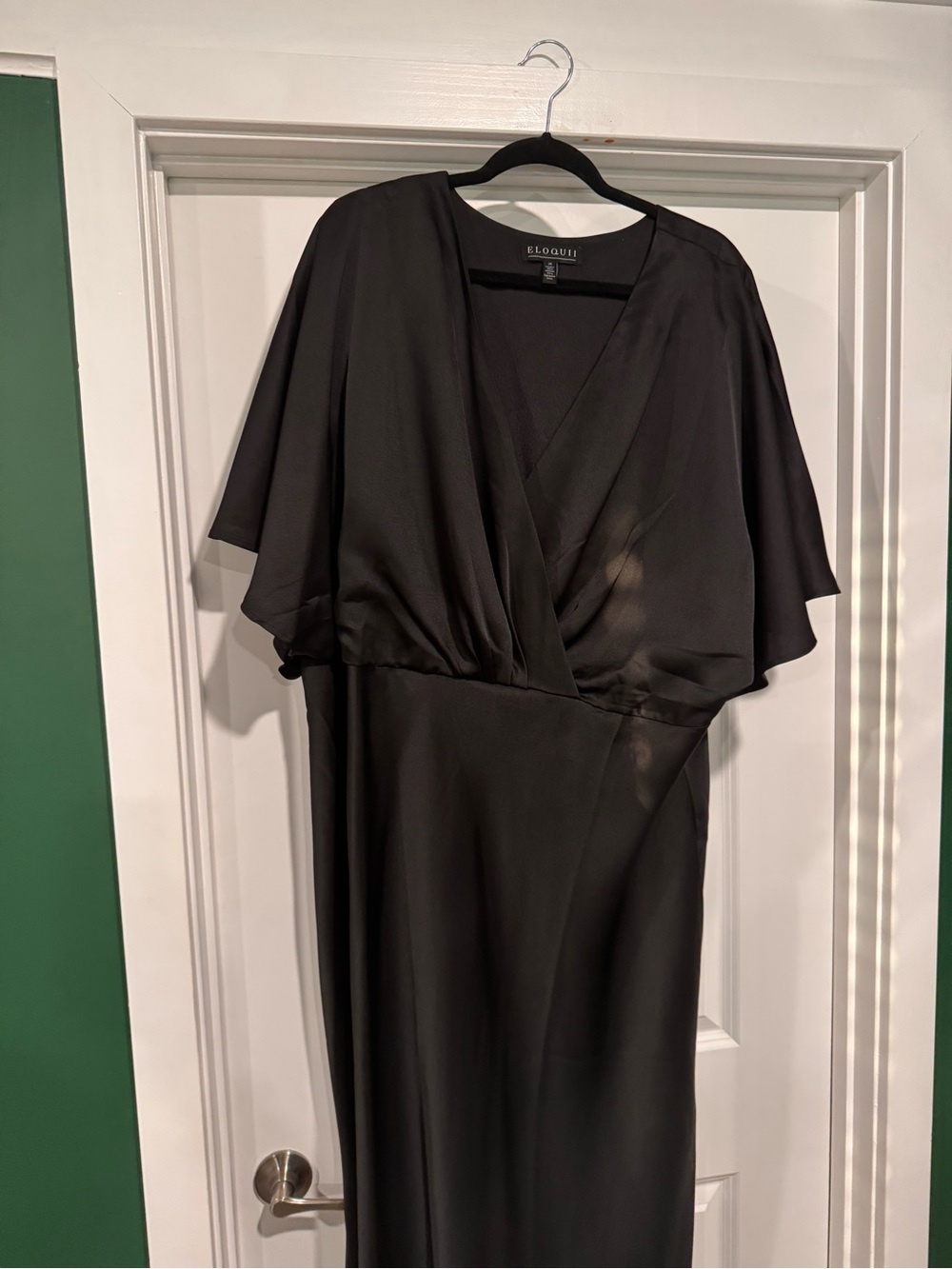 Eloquii Black Wrap-Front Maxi Dress